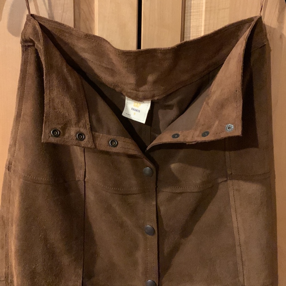 Gap Leather Patchwork Button Up A Line Skirt- Vin… - image 4